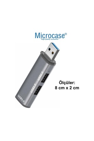 Microcase Usb 3.0 3 Port Mini Usb Çoklayıcı Hub 8 Cm Gri - Al2740