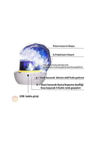 Technosmart Yeni Nesil Star Master Projeksiyon Gece Lambası Renkl