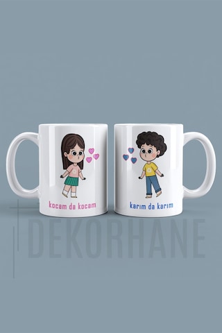Karım Da Karım, Kocam Da Kocam, 2'li Kupa Bardak, Hediyelik Sevgililer Günü Çok Renkli