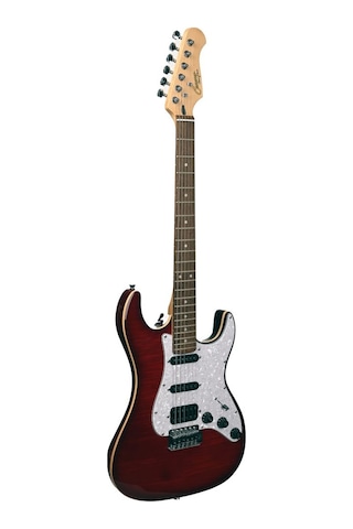 Guson Superstrat Hss Elektro Gitar Quilted Kırmızı