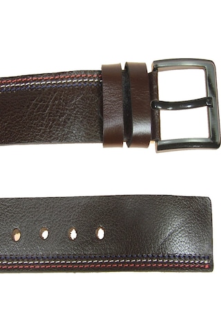 Hakiki Deri Erkek Dikişli Kot Kemeri 4,5 Cm Kahverengi