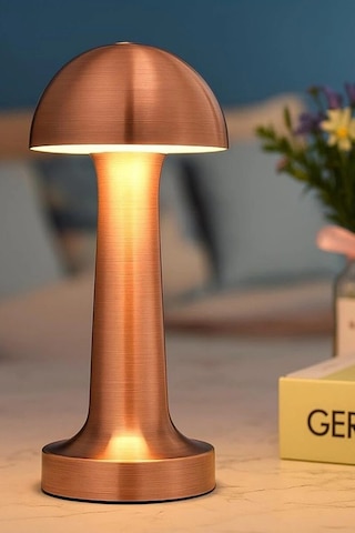 Bakır Renk Şarjlı Led Masa Lambası Type-c Girişli Dokunmatik 3 Işık Modlu Gece Aydınlatması Bakır