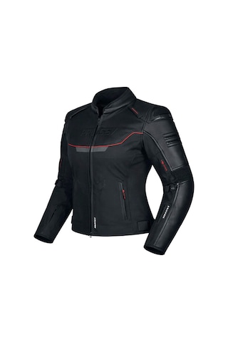 Prosev Falcon Ce3400 Motosiklet Montu Kadın 4 Mevsim Oxford 600-d Dayanıklı Deri Kumaş Motorcu Mont Women Black