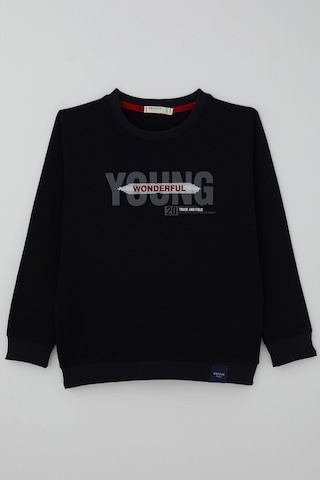 Breeze Erkek Çocuk Sweatshirt Yazı Baskılı 8-14 Yaş, Lacivert Lacivert