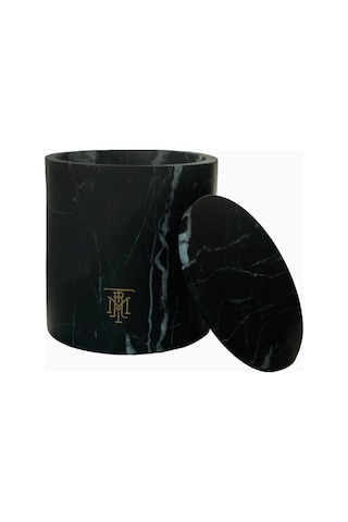 Montroi Nero Marquina Marble Candle Holder El Yapımı Lüks Mumluk Siyah