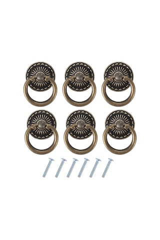 Mobilya, Gardırop, Çekmeceli Dolap, Dolaplar İçin Antika Bronzdan Yapılmış 6 Adet Vintage Çekmece Kulpu Diğer