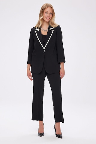 Faik Sönmez Renk Bloklu 3/4 Kol Blazer Ceket W27ckt013 Uw27ckt01310 Siyah