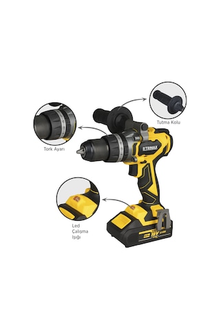 Rtrmax RTX3010 Şarjlı Darbeli Matkap Kömürsüz 70 Nm 2x4 Ah Plus Çift Akü X-Lion