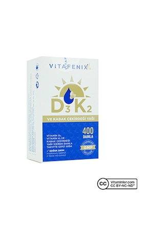 Vitafenix Vitamin D3 K2 Ve Kabak Çekirdeği Yağı 20 Ml