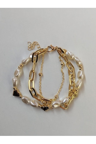 Kalpli Sedef Taşlı Çoklu Bileklik Seti Aksesuar Şık Çok Renkli