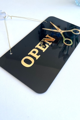 Open / Closed Kapı Tabelası Makas Figürlü Berber, Kuaför, Terziler İçin