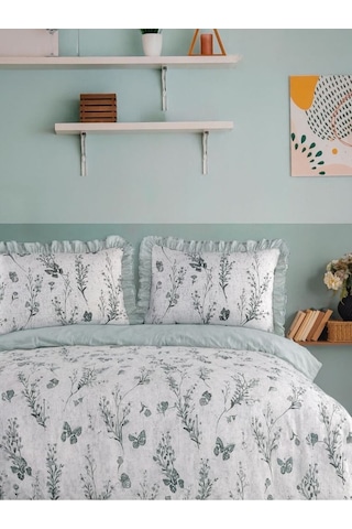 Uçkan Home Mint Yeşili Çift Kişilik Fırfırlı Nevresim Seti Turkuaz --UH-00067