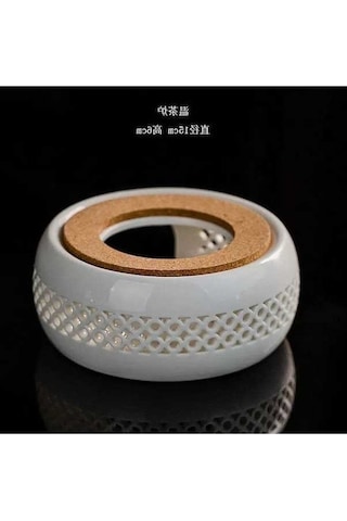 Pazly Beyaz Seramik Çay Isıtıcısı - Uyumlu Tasarım, Her Çaydanlık İçin Mükemmel, Kar Beyazı Model Beyaz