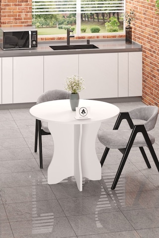 Yuvarlak Yemek Masası Mutfak Balkon Masası Çok Amaçlı Masa Beyaz