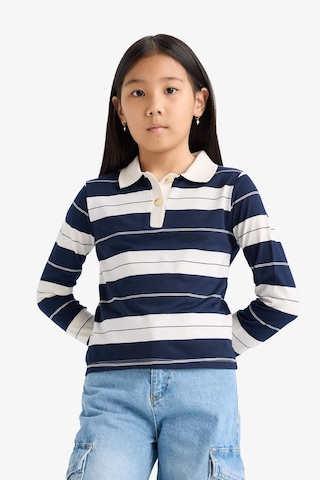 Defacto Kız Çocuk Fitted Polo Yaka Çizgili Uzun Kollu Tişört F2253a825aunv42 Lacivert