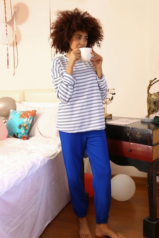 Akbeniz Kadın Uzun Kol 3 İplik Penye Pijama Takım 4185 - M Beyaz