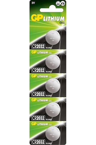 GP CR2032 3V Lityum Blister Düğme Pil 5'li
