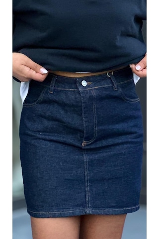 Lacivert Denim Mini Etek Lacivert