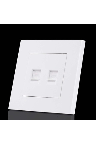 Homyl Çift Ethernet Duvar Plakası Ağ Kablosu Soketi 86mmx86mm