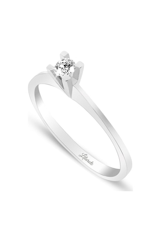 Pırlanta Tektaş Altın Yüzük 0.10 Ct - F/Vs - 14K