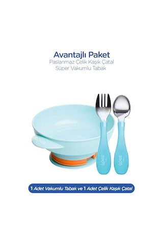 Wee Baby Süper Vakumlu Tabak Ve Çelik Kaşık Çatal Seti Erkek