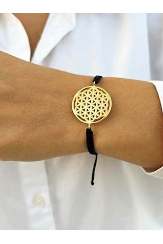 Brezza Lusso Jewelry Yaşam Çiçeği Makrome İpli Gümüş  Bileklik