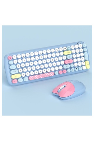 Geezer Candy Plus Kablosuz Klavye Mouse Seti 2.4g Yuvarlak Tuşlu 100 Tuş Renkli Set Optik