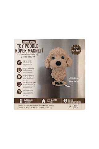 Kişiye Özel Toy Poodle Köpek Magneti Köpeğinizin İsmi Yazılı Dekoratif Buzdolabı Magneti Sevimli Köpek Figürü