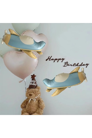 Retro Uçak Folyo Balon 78x42 Cm