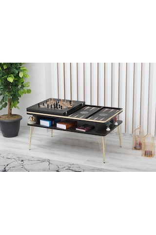 Satranç Ve Tavla Orta Sehpa siyah