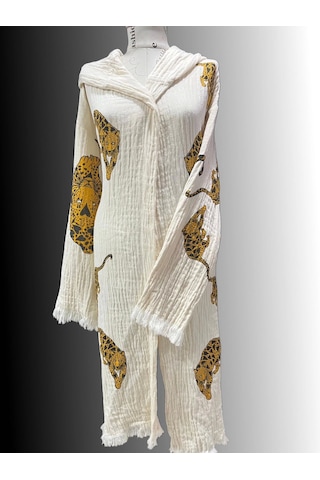 Kadın Müslin Bornoz %100 Pamuk Turuncu