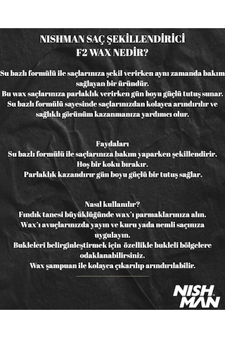 Nishman F2 Fiber Etkili Saç Şekillendirici Krem Pomade 100 Ml