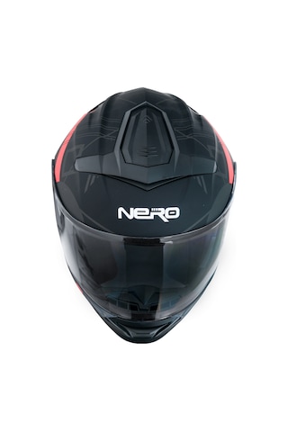 Gp Nero Mks004-Mba3r Güneş Vizörlü Şeffaf Çene Açılır Motosiklet Kaskı Siyah Kırmızı