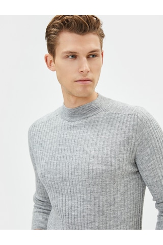 Koton Yarım Balıkçı Yaka Kazak Slim Fit Triko Uzun Kollu Gri 4wam70121ht 4WAM70121HT031 Gri