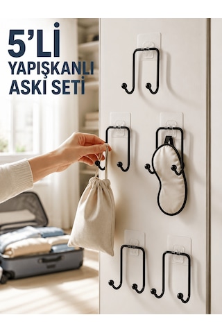 Shnstore 5 Adet Yapışkanlı Askı Çok Amaçlı Mutfak Banyo Düzenleyici Askılık Shntknd0720 Çok Renkli