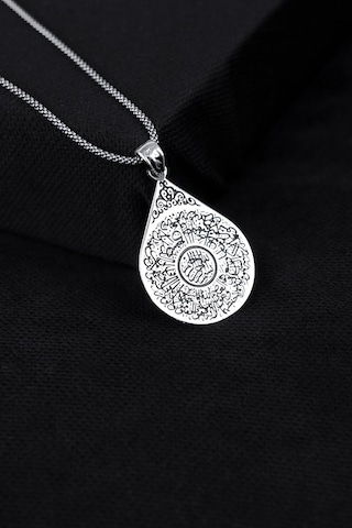 Encili Silver 925 Ayar Gümüş Damla Model Ayetel Kürsi Erkek Kolye