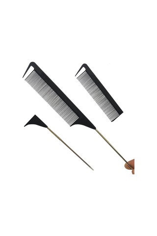 Koodmax Metal Kuyruklu Boyama Ayırma Tarama Krepe Saç Tarağı - Siyah