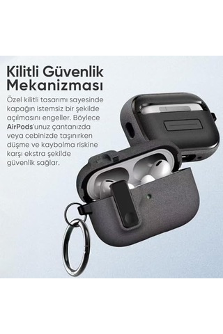 Airpods 4 İle Uyumlu Fabric Serisi Özel Kilitli Tasarım Ve Kumaş Yüzeyli Kılıf Darbelere Karşı Koruyucu Kapak Gri, Airpods 4