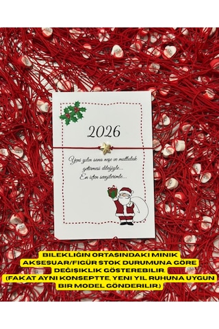 Yılbaşı Yeni Yıl Dilek Bilekliği 2026 Özel Tasarım Kartlı Hediyelik 10 Adet