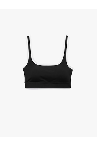 Koton Kare Yaka Slim Fit Askılı Sporcu Sütyeni Siyah 6wak30045nk Siyah