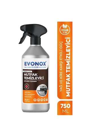 Evonox Clean Ultra Güçlü Mutfak Yüzey Temizleyici Ve Yağ Sökücü Limon Kokulu Sprey 750 Ml Tekli