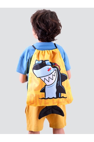 Denokids Shark Erkek Çocuk Sarı Sırt-plaj Çantası Çok Renkli