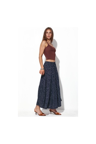 Hiccup Busem Yüksek Bel Çiçekli Maxi Etek Lacivert