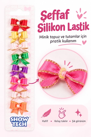Show Tech Cutie Pearl İncili Lastikli Kedi Köpek Tokası 8 Adetli Paket