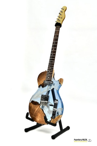 Elektro Gitar Custom Epoksi & Yıllanmış Ağaç Kişiye Özel Mavi