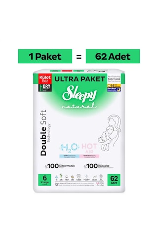 Sleepy Natural Double Soft Ultra Paket Külot Bez 6 Numara Xlarge 62 Adet