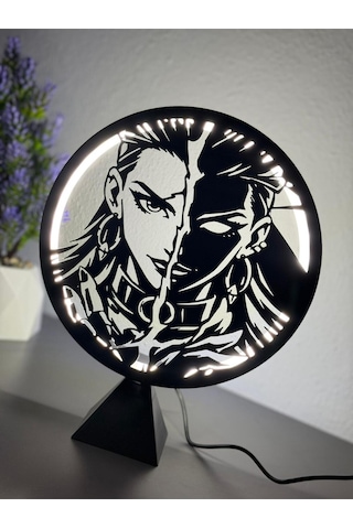 Valorant Reyna Halka Led Işıklı Masa Gece Lambası Gamer Oyun Odası Dekor Hediye Adaptör Dahil Siyah