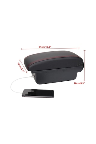 Siyah & Kırmızı Renault Clio 4 İçin Renault Clio 3 Iıı Iv İçin Araba Kol Dayama Kutusu Aksesuarları Depolama Usb Arayüzü Geri Çekilebilir
