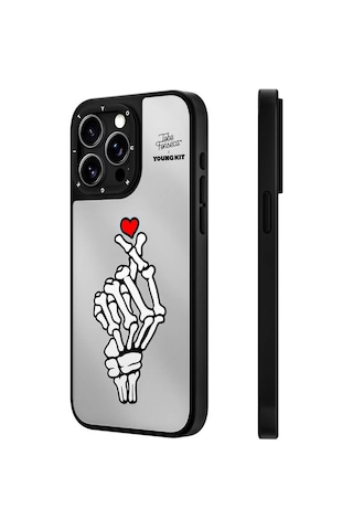 Apple Uyumlu iPhone 15 Pro Max Kılıf Tobias Fonseca Tasarımlı Youngkit Mirror Kapak Siyah-beyaz