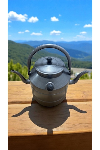 Avcı, Çoban, Kampçı, Çift Taraflı Çaydanlık, Süzekli 4 Litre Gri